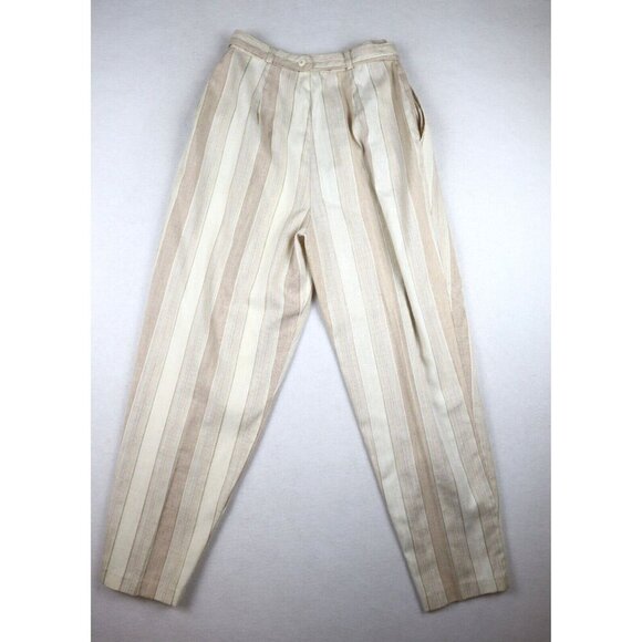 VINTAGE WOMEN'S BEIGE RAINBOW STRIPED PANT SUIT - HEATHER LANE SYNARI - SIZE 11 - Picture 11 of 12